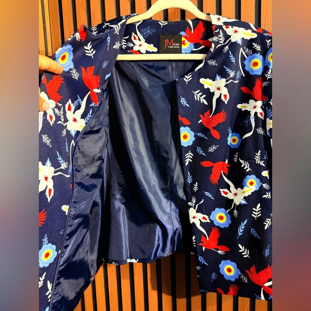 JM STUDIO BY JOHN MEYER Floral Navy Jacket‎ SZ 16